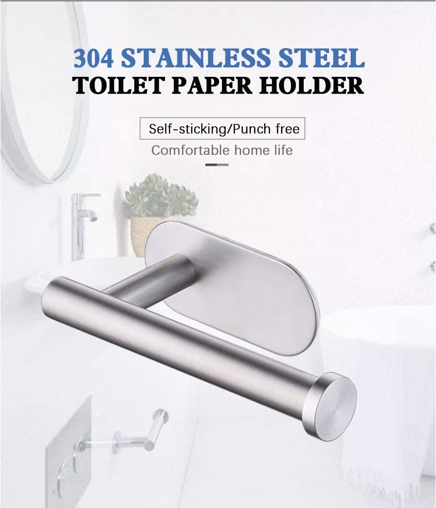 Toilet Roll Holder Self Adhesive -Toilet Paper Holder Stainless Steel, No drilling required - Image 2