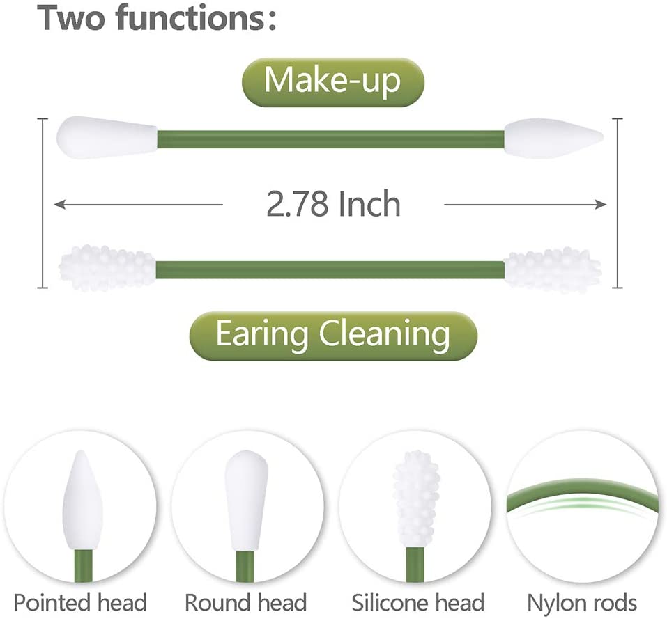 Reusable Cotton Swab, Portable Silicone Swab Last Swab QTip, Washable