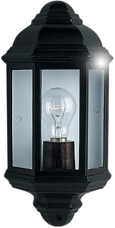 Searchlight Outdoor Wall Lights Trapani Dia Cast Black Aluminium Half Lantern Wall Light with Clear Glass Panel/Max 1x60w Screw Bulb - Image 2