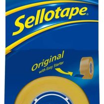 Sellotape Original Golden, Multi-Purpose Clear Tape for Household Objects, Clear Packing Tape for Sticking Envelopes or Cards, Easy to Use Packaging Tape, 18mmx25m