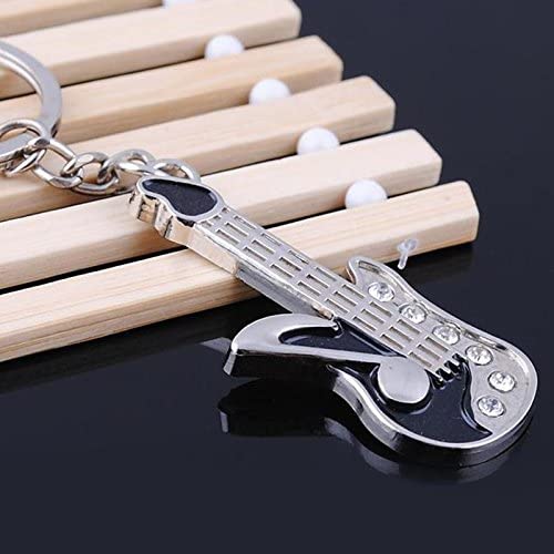 ODETOJOY Guitar Metal Keyring Music Stainless Steel Keychain Personality Pendants Ornament For Handbags Christmas Thank You Gift Cool Key Holders Rhinestone Key Rings - Image 2