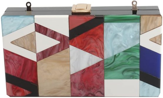 LETODE Geometric design of elegant female colored acrylic clutch gold chain bag Glitter Purse Perspex Bag Handbags for Women - Image 3