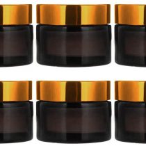 INHEMI 30ml Cosmetic Glass Jars with Gold Lids,Empty Amber Glass Jars for Face Cream/Lotion/Essential Oil/Aromatherapy,6 Pack