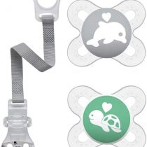 MAM Skin Soft Silicone Dummy Start Especially for Premature and Newborns Extra Small // 0-2 Months Neutral // Set of 2 // Includes Sterilised Transport Box & NIP Dummy Strap