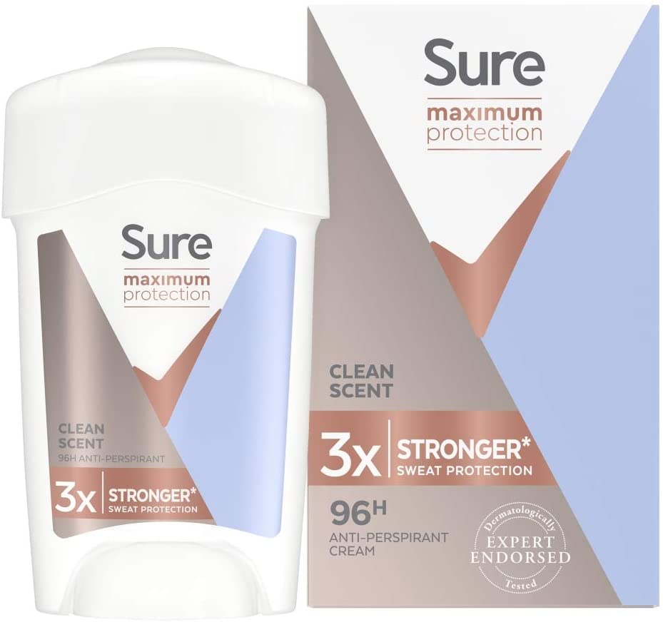 Sure Women Maximum Protection Clean Scent Cream Stick Anti-perspirant 45 ml, Pack of 3 - Image 3