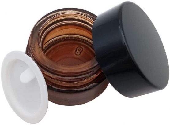 KingYH 6 Pack 5ml Amber Glass Jar Empty Refillable Cosmetic Face Cream Jar Bottle Container Pot with Black Screw Lid and Liners for Storage Homemade Facial Cream Essential Oils Lotion Ointment - Image 3