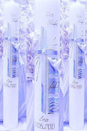 Christening candle, communion candle, boy, girl, 400 / 40 mm, VT-15 including accessories for self inscription