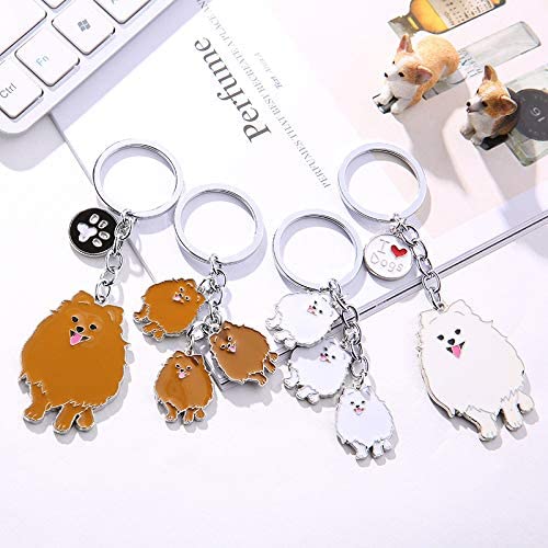Dog Key-ring Keychain,10cm Cute Metal Dog Keychain Keyring Keyfob Bag Charm Best Birthday (Brown Pomeranian) - Image 2