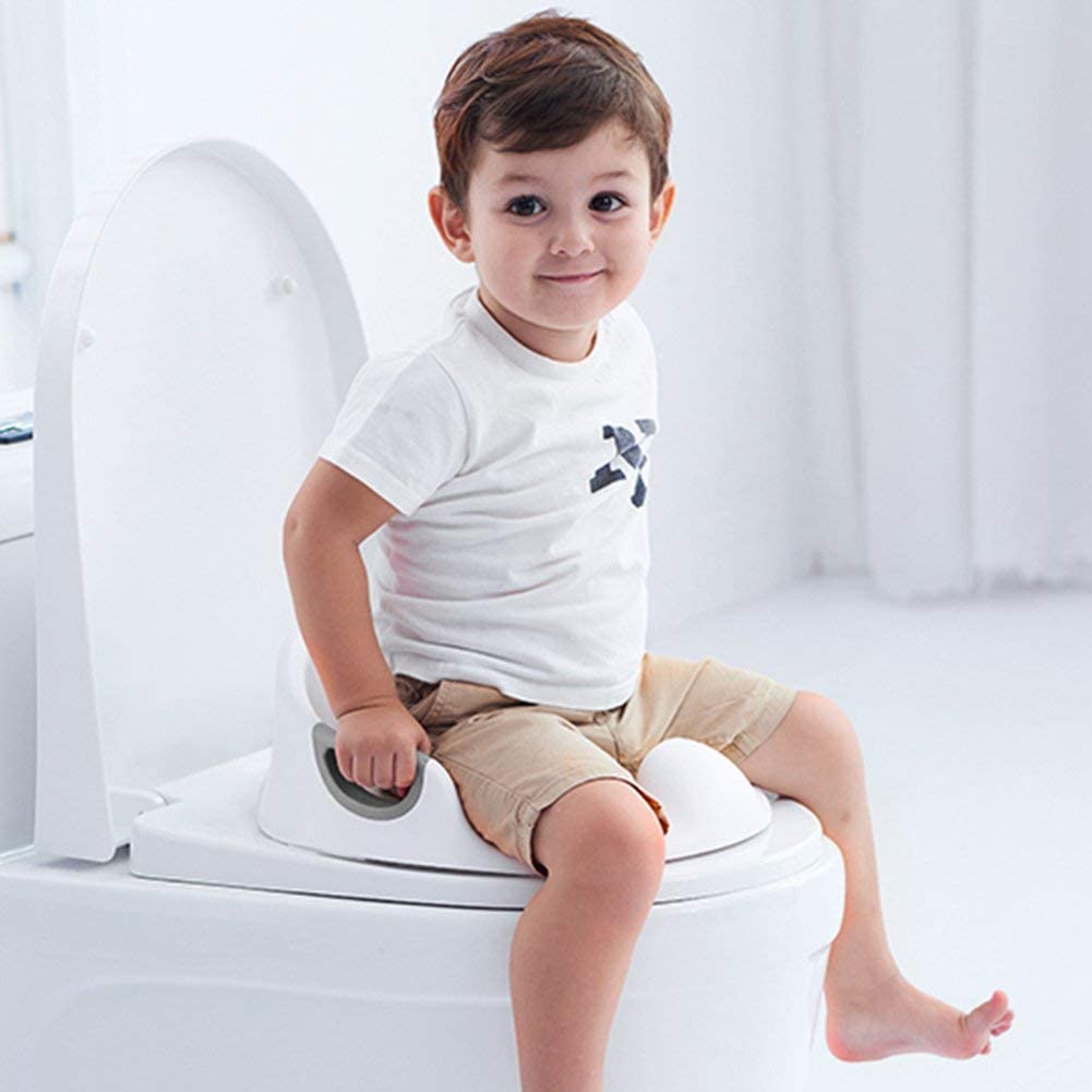 AiKiddo Toilet Seat Potty Toilet Seat for Toddler Potty Training Seats with Soft Cushion Handles for Round Oval Toilets Double Anti-Slip Design and Splash Guard for Boys and Girls(White) - Image 2