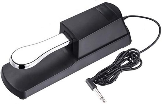Sustain Pedal, Universal Sustain Pedal with Piano Style Action The Ideal Accessory for MIDI Keyboards Digital Pianos Electronic Keyboards & More (Diamond Silver)