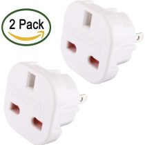 Travel Adaptor White UK to USA/AUS Q4U® Convert Power UK plug 3 pin to USA/Canada/Australian Plug 2 Pin Pack of 2