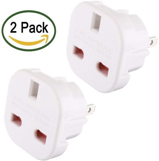 Travel Adaptor White UK to USA/AUS Q4U® Convert Power UK plug 3 pin to USA/Canada/Australian Plug 2 Pin Pack of 2