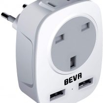Shaver Plug Adaptor UK with 2 USB, BEVA 2 Pin to 3 Pin Socket Adapter for Electric Toothbrush, Razor and EU US Plugs, 13A Fused USB Plug Socket for Home Travel…