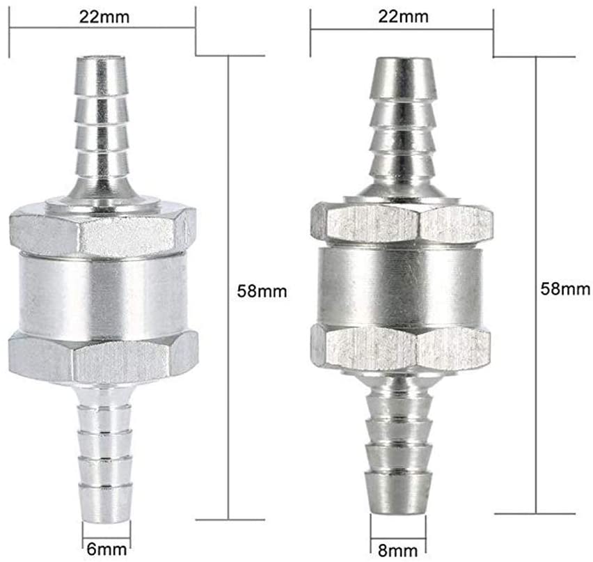 4 pcs One Way aluminium Fuel Non Return Check Valve(6 8 10 12mm) for Petrol Diesel Oil water Chrome Car Auto Carburettor Low Pressure Systems Aluminium Fuel Hose - Image 3