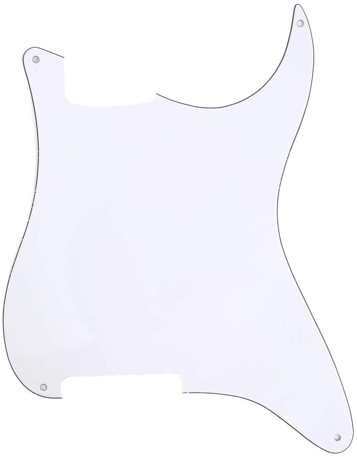 Musiclily 4 Hole Guitar Stratocaster Pickguard Blanks Material for Strat Style Guitar Custom 3Ply White, 281*225*2.2MM
