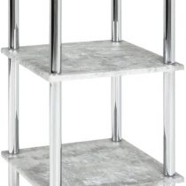 HAKU Furniture Décor Rack, Metal, Chrome/Concrete Optic, 39 x 39 x 77 cm