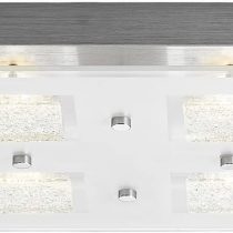 Modern Chrome Square LED Bathroom Light with Clear/Frosted Glass Plate by Happy Homewares