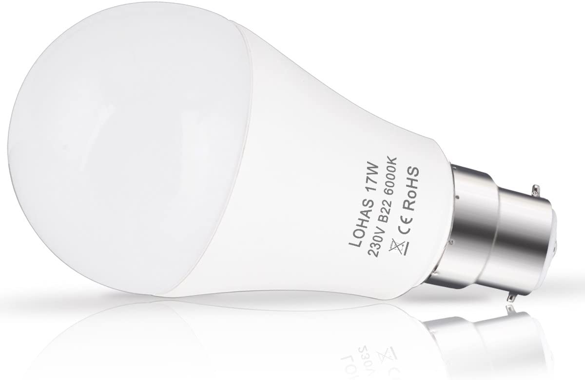 LOHAS B22 LED Bulbs 150W Equivalent, 17W LED Bayonet Light Bulb, Cool White 6000K, Super Bright 1600Lm, Non-Dimmable - Image 4