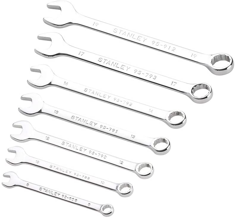 STANLEY Combination Wrench Set, 7 Piece,Forged in Corrosion Resistant Chrome Vanadium Steel with a high Chrome Finish