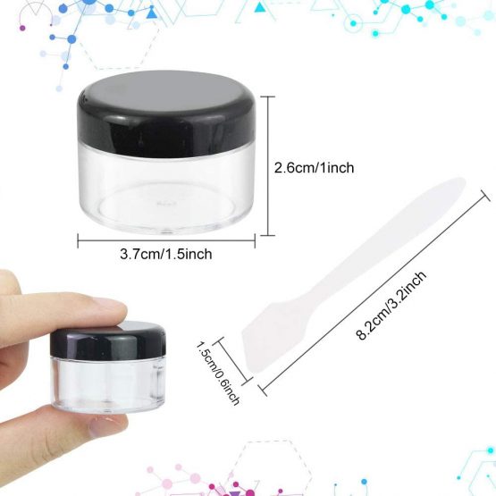 GOLRISEN Cosmetic Container,12pcs Plastic Travel Jars,with Black Screw Lids 15ml Sample Containers Pots Bottles and 6pcs Spatulas for DIY Travel Makeup Creams/Powder/Mineral Make Up Cosmetic - Image 2