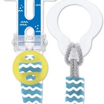 MAM Soother Clips, Baby Soother Chain Fits all MAM Soothers, Newborn Essentials, Blue With Strap (Soother Not Included)
