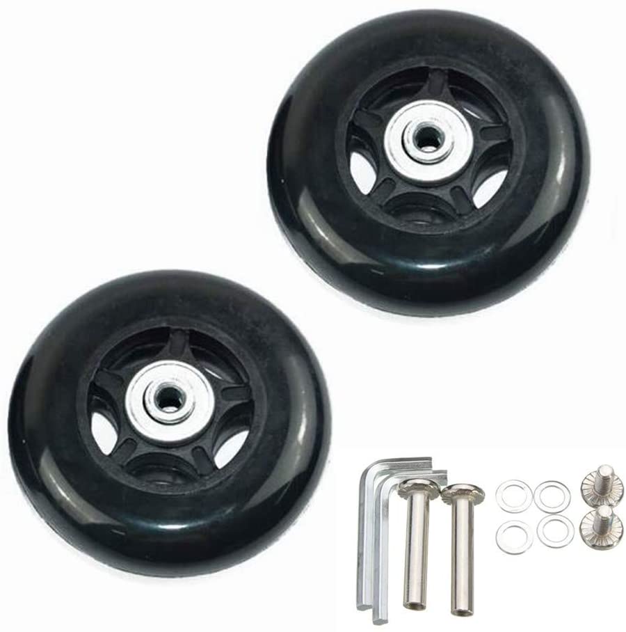 1 Pair Luggage Suitcase wheels Replacement OD 80mm with Axles Wrench Bearings Repair Tool Kit (80mmX24mmX6mm)