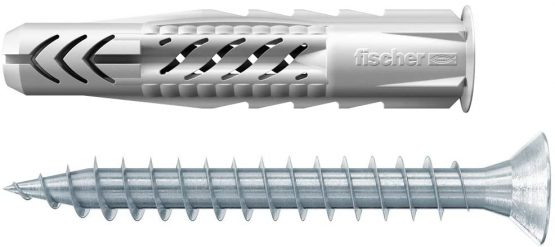 Fischer 542455 Dowel UX, Grey, 6 x 50 mm with Screw, Set of 50)