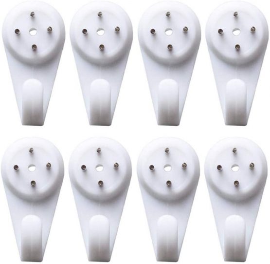 UPSTORE 20PCS Plastic White Durable Hardwall Hanger Multi-Purpose Non-trace Hook Uses for Hardware Fasteners Seamless Back Door Nail-in Hooks Wall Mount Non-mark Hooks Picture Photo Frame Hangers