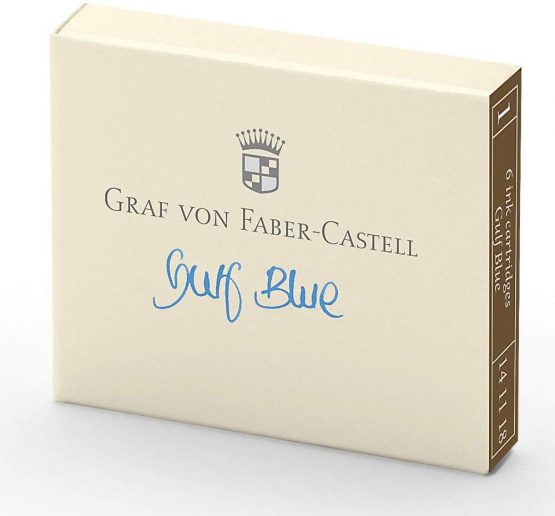 Graf von Faber-Castell 6 Ink cartridges: Gulf Blue, 141118