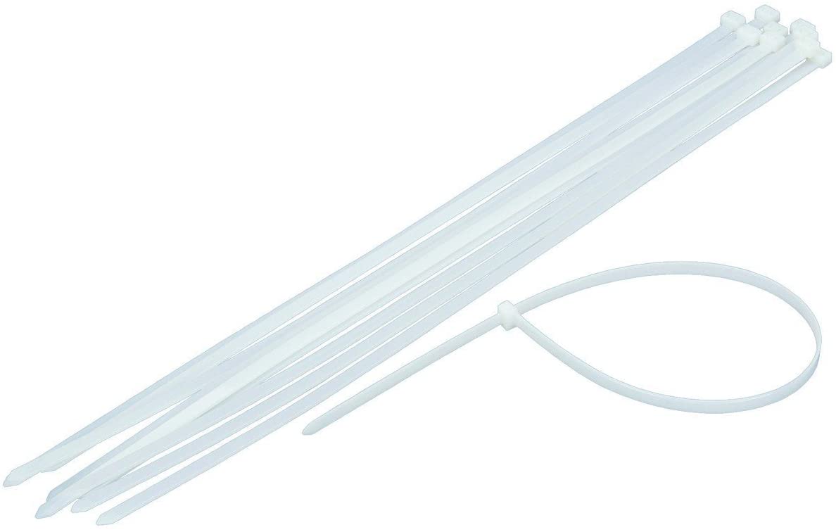 Gocableties White Cable Ties Heavy Duty, 450mm x 9.0mm, Pack of 100, Long Nylon Zip Ties Clear/Natural, Plastic Tie Wraps