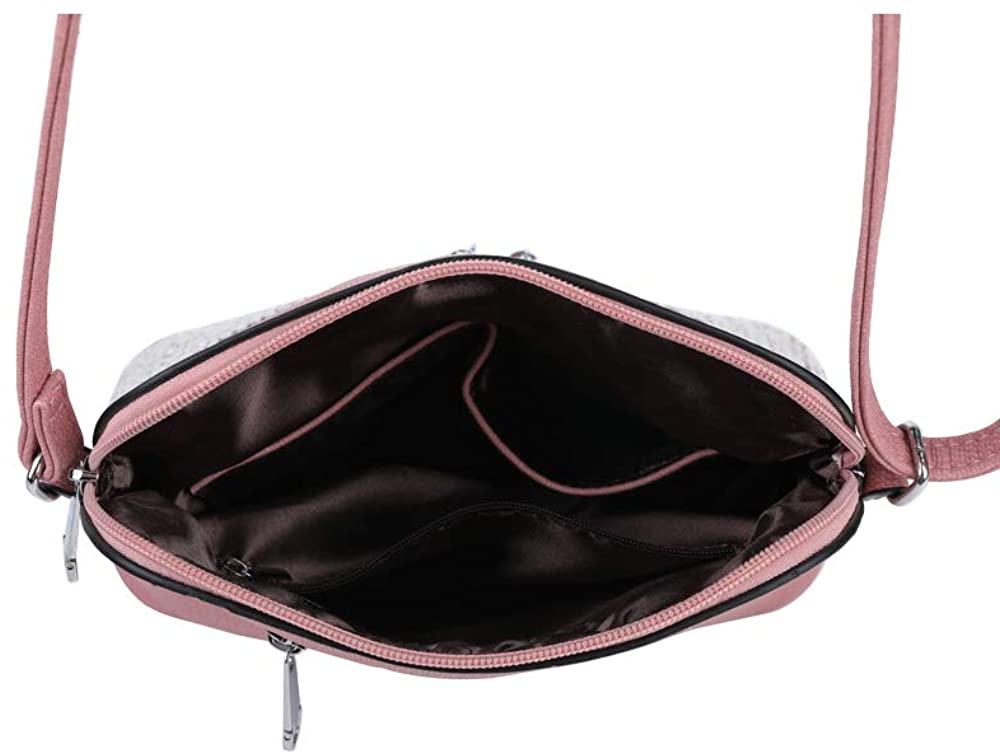Foxlady Women's Mini Tassel Zip Trendy Braided Print Faux Leather Sling Crossbody Handbag - Image 3