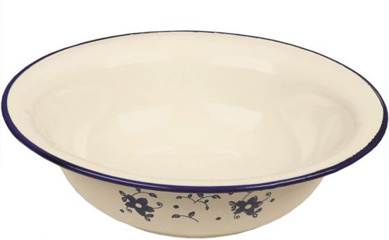 IBILI Wash Bowl Sena 32 cm of Enamelled Steel, White/Blue, 32 x 32 x 7 cm