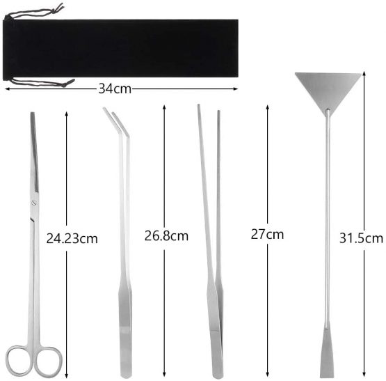 miuse Aquarium Scissor Tweezers Spatula Tool - 4 in 1 Stainless Steel Aquatic Plants Aquascaping Tools Set for Fish Starter Kits & Aquariums Tank - Image 2