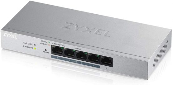 Zyxel 5-Port Gigabit Web Managed PoE+ Switch with 60 Watt Budget, Lifetime Warranty, UK Plug [GS1200-5HPv2] - Image 2