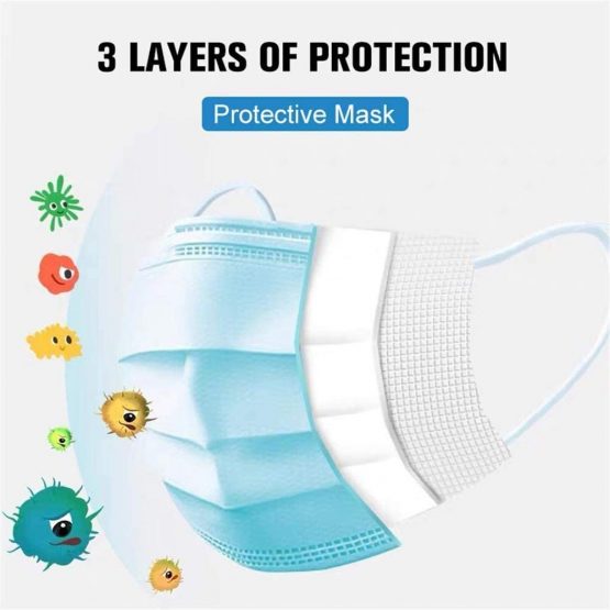 50pcs, NHS Type IIR, 4-Ply Premium Disposable Protective Face Masks, 98% Filtration Efficiency, Fluid Resistance, Used by NHS Hospitals, UK Brand - Image 3
