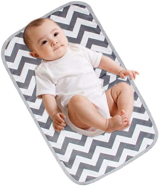 Foldable Nappy Changing Mat, Diaper Pad Waterproof Travel Changing Mat with Gray Waves Infant Urinal Pad Baby Changing Kit for for Home Travel Outside - Image 3