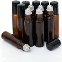 10ml Roller Bottles 6Pack Clear Thick Glass Essential Oil Roller Bottles Stainless Steel Roller Ball with 2 Droppers