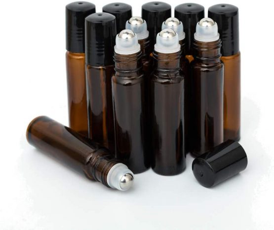 10ml Roller Bottles 6Pack Clear Thick Glass Essential Oil Roller Bottles Stainless Steel Roller Ball with 2 Droppers