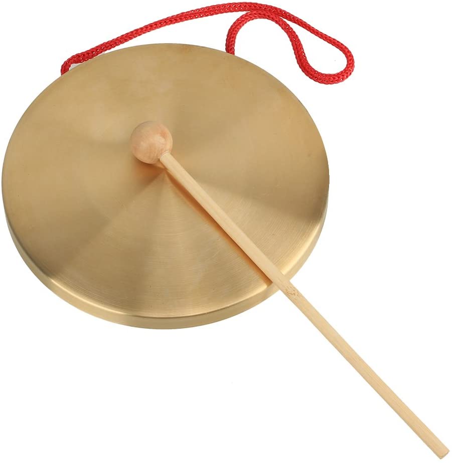 Mxfans Chapel Brass Copper Cymbals Percussion Dia15.4cm Alto Hand Gong With Round Play Hammer