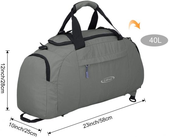 G4Free Foldable Travel Duffel Bag Lightweight 40L Large Luggage Gym Backpack Sports Bag with Shoe Compartment for Traveling Swimming Yoga Hiking Camping - Image 3