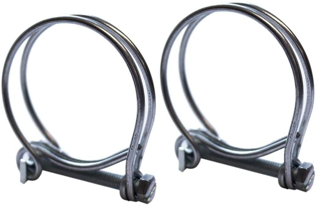 Pisces - 2 Pack Double Wire Hose Clips to fit 32mm (1.25in) Pipe Tubing, Silver, 31 - 35mm