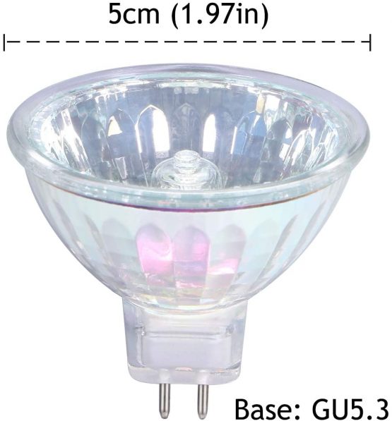 GMY MR16 Halogen Light Bulb 50W 12V GU5.3 Spotlight Dimmable 2 Pin Base 36° Beam Angle 3000K Warm White 4000 Hours Long Lifetime Dichroic 6 Pack - Image 2
