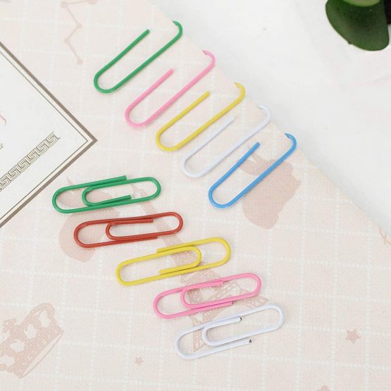 kuou 100 Pcs Coloured Paper Clips, Plastic-Coated Metal Paperclips Paper Clips Clamps with Box for Office School Stationery Document, Small Paper Clips(28mm, Assorted Color) - Image 4