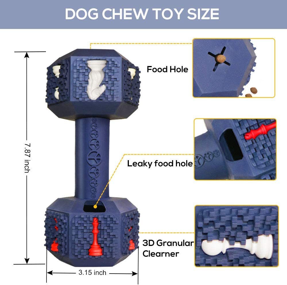 M.C.works Dog Chew Toys for Average Chewers Indestructible Dog Toys Tough Natural Rubber Toy for Small Medium Dogs Dumbbell Shape - Image 2