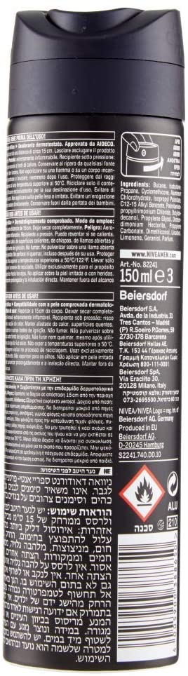 NIVEA Men Black & White Invisible Original Spray 6 x 150 ml, Men's Deodorant 72h - Image 4
