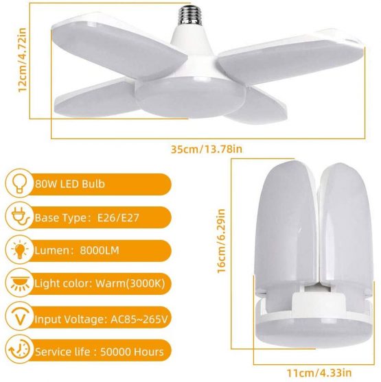 LED Garage Light 100W Workshop Lighting,Lacyie 10000LM Dimmable Color Change and Time Setting Strip Lighting Ceiling 6500k Nature Light Garage Ceiling Light - Image 4