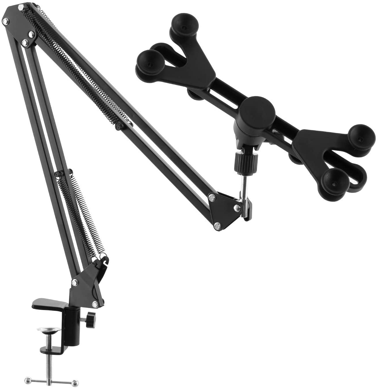 TIGER TAB69-BK Adjustable Desktop Suspension Mount Arm with iPad, Tablet Holder Black