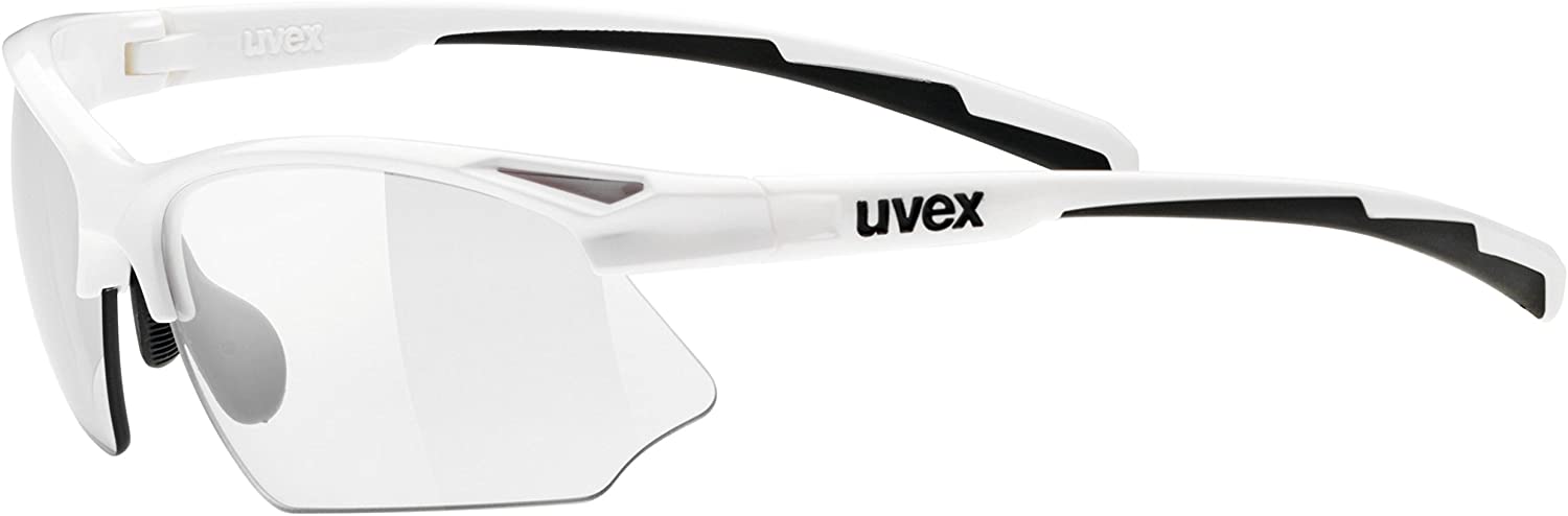 uvex Sportstyle 802 V - Sports Sunglasses for Men and Women - Self-Tinting Lenses - Anti-Fog Technology - White/Smoke - One Size
