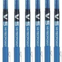 Pilot BX V5 Hi-Tecpoint Rollerball Pen - Extra Fine 0.5mm Tip 0.3mm Line - Blue (Pack of 6)