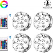 EECOO Underwater LED Lights, IP68 Waterproof Swimming Pool SPA Lights with Remote Control, Colorful Aquarium Lights ,Suitable for Vase Bases, Bathtubs, Fish Tanks and Home Decorations (4 Pack)